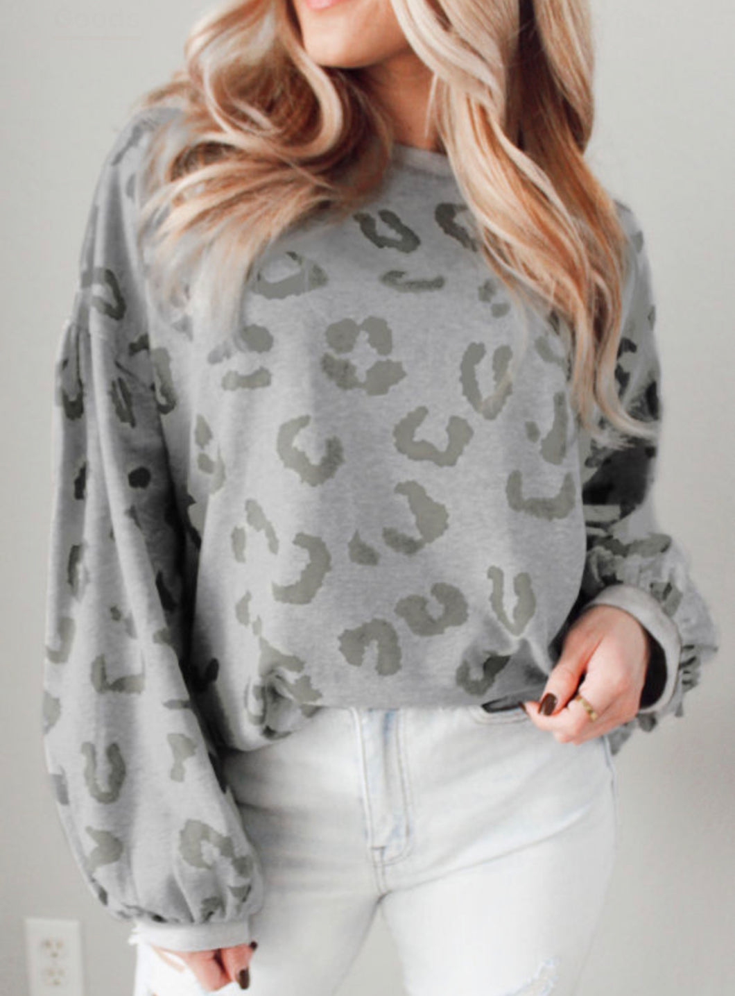 Gray Leopard Print Sweatshirt