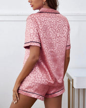 Load image into Gallery viewer, Pink Leopard Satin 2pc Pajama Set
