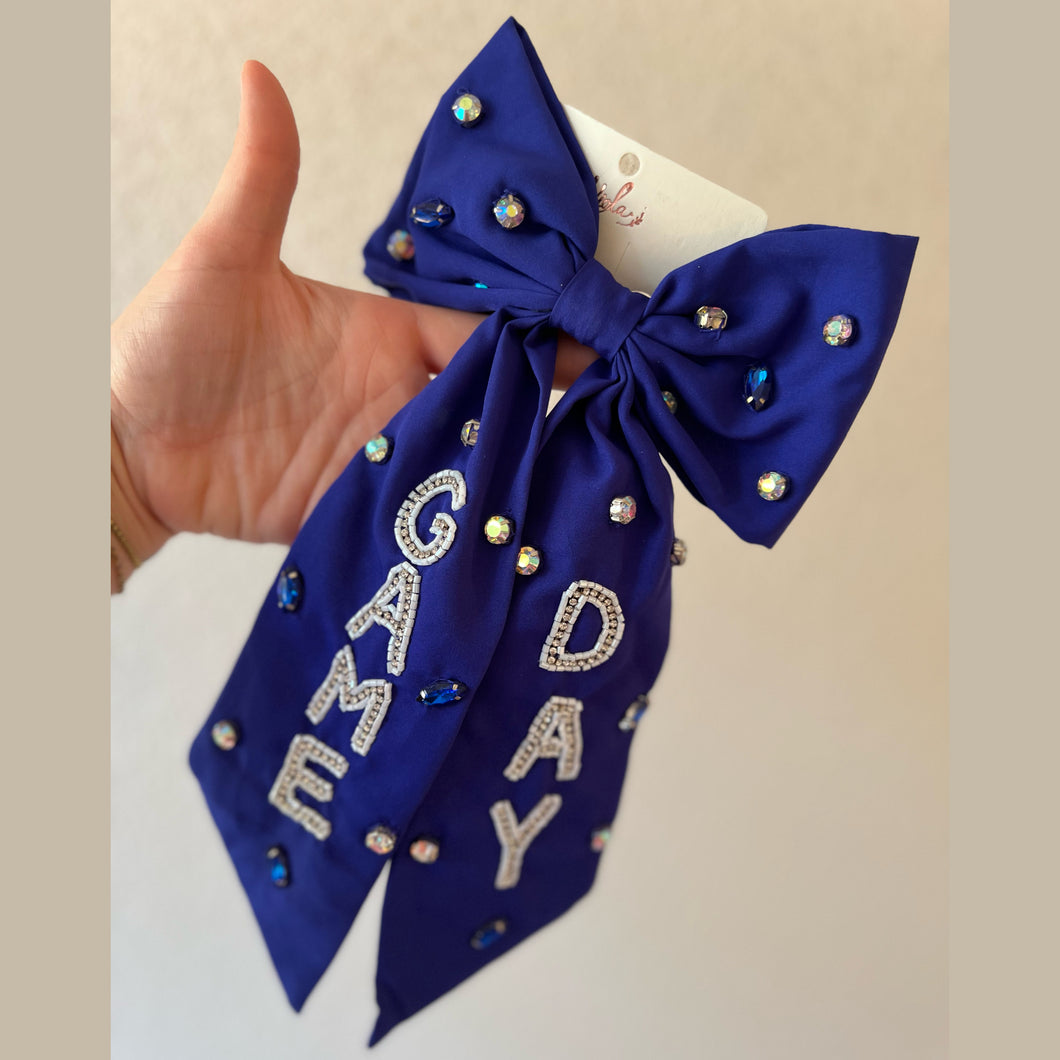 Blue Game Day Bow