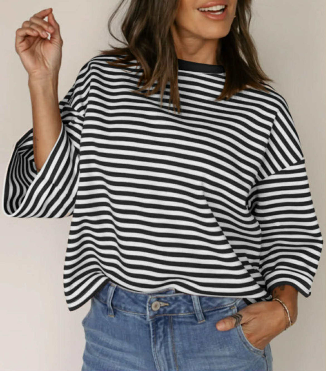 Striped Top With Back Cutout And Bow