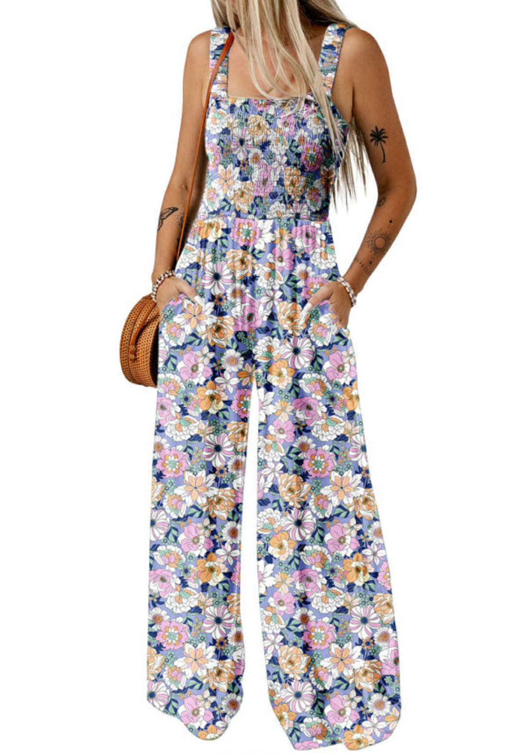 Purple Floral Jumpsuit