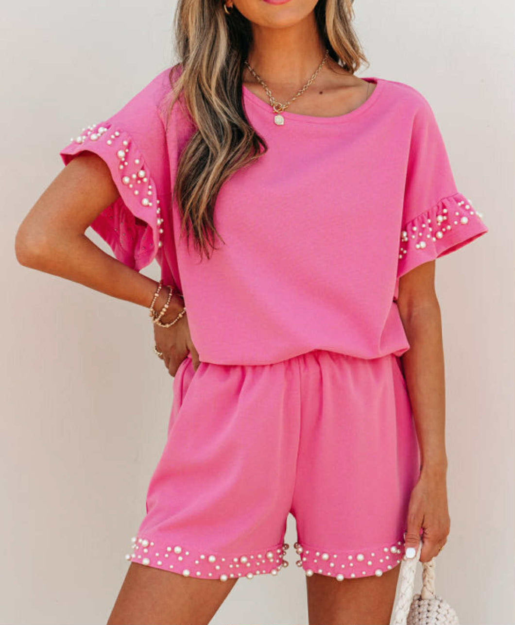 Pink and Pearls Short Set