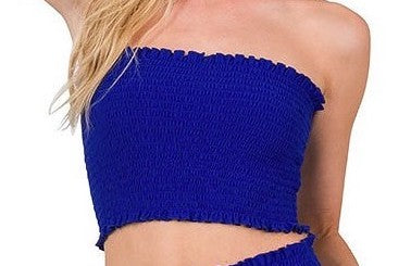 SMOCKED TUBE TOP (BRIGHT BLUE)