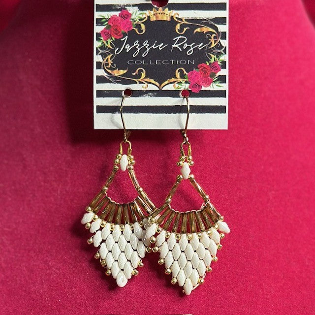 Handmade Jewelry (White Earrings)