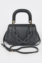 Load image into Gallery viewer, Black Faux Leather Chain Top Handle Bag

