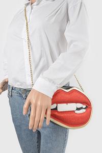 Red Lips Faux Leather Fun Clutch