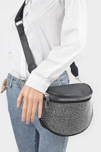Load image into Gallery viewer, Black with Stone Studded Crossbody Bag
