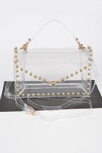 Load image into Gallery viewer, Clear Stadium Bag with Gold Studs
