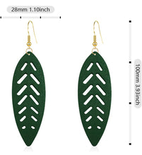 Load image into Gallery viewer, Bohemian Wood Leaf Dangle Drop Earrings
