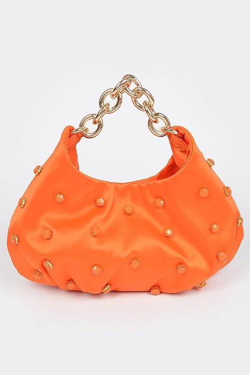 Nylon Stone Embellished Hobo Bag