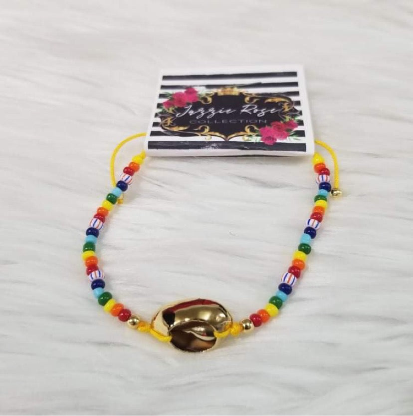 Gold Seashell Rainbow Bracelet