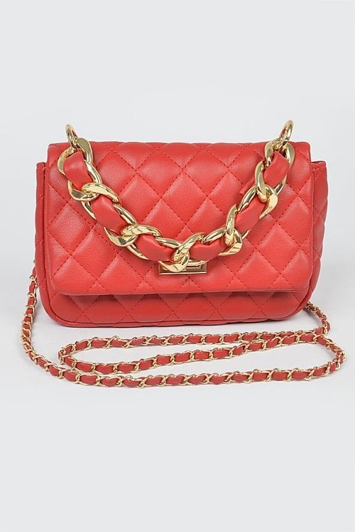 Quilted Top Chain Handle Crossbody Bag