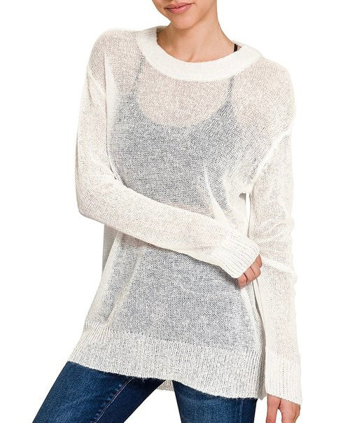 SEE-THROUGH WOOL SWEATER (Ivory)
