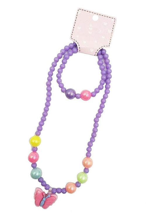 Kids Butterfly Necklace & Bracelet Set