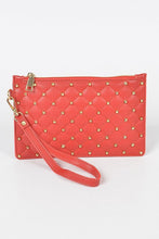 Load image into Gallery viewer, Quilted Studded Pouch W/Wrist Band
