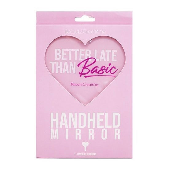 Pink Heart Better Late Than Basic Handheld Mirror