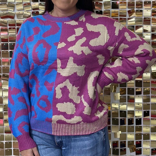 Contrast Leopard Sweater